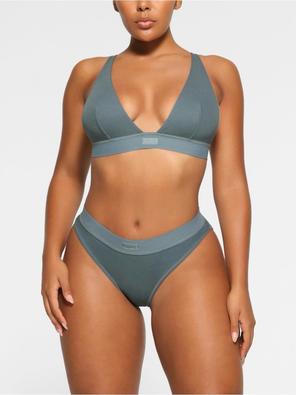 NWT Skims Cotton Rib Bralette & Thong Set Size XS